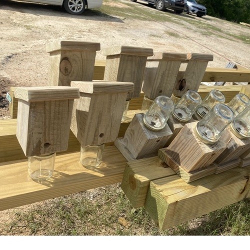 2 Carpenter Bee Traps W/ Jars