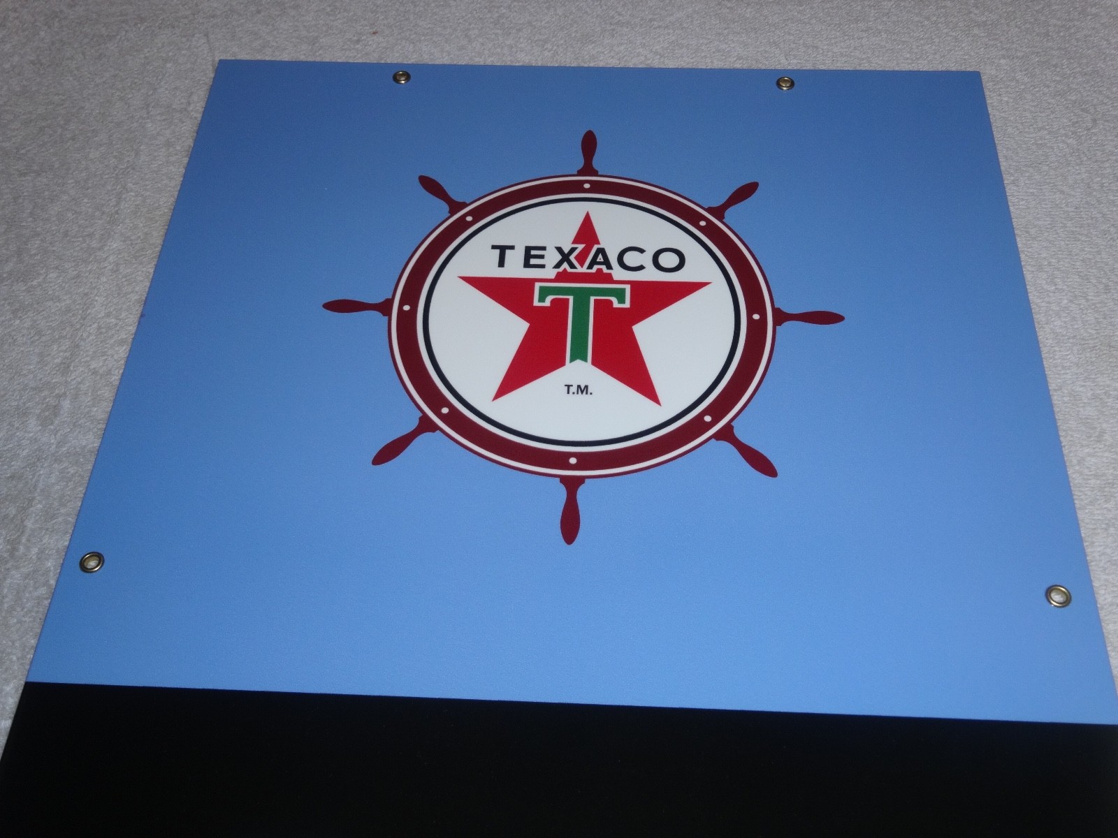 VINTAGE TEXACO MARINE WHITE GASOLINE 18" PORCELAIN METAL GAS OIL PUMP PLATE SIGN