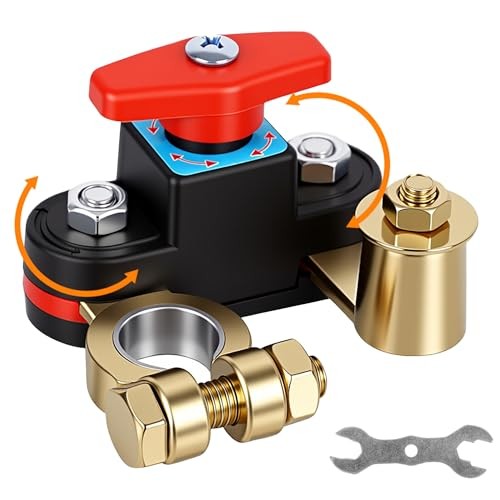 Car Battery Shut-Off Switch, Battery Disconnect Switch with Knob Control, Pure