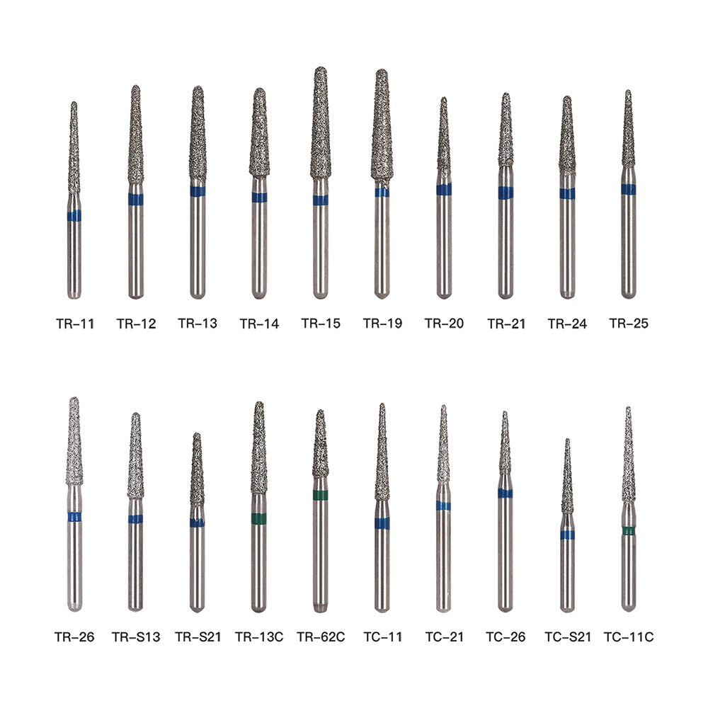 100pcs AZDENT Dental Diamond Burs For High Speed Handpiece Friction Grip 1.6mm