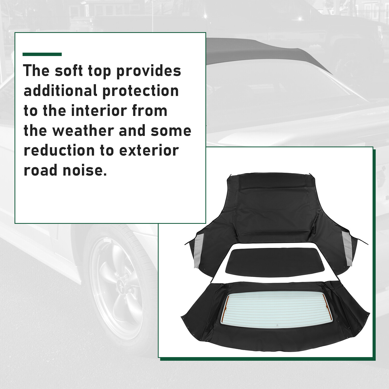 For Ford Mustang 1994-2004 Convertible Soft Top w/ Heated Glass Window Sailcloth