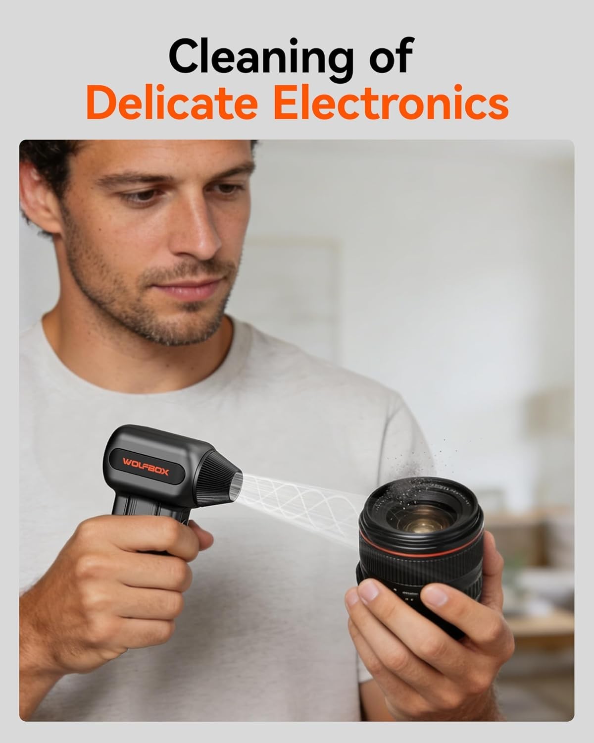 WOLFBOX MF60 Compressed Air Duster Mini Blower 3 Speed for Keyboard, Car, House