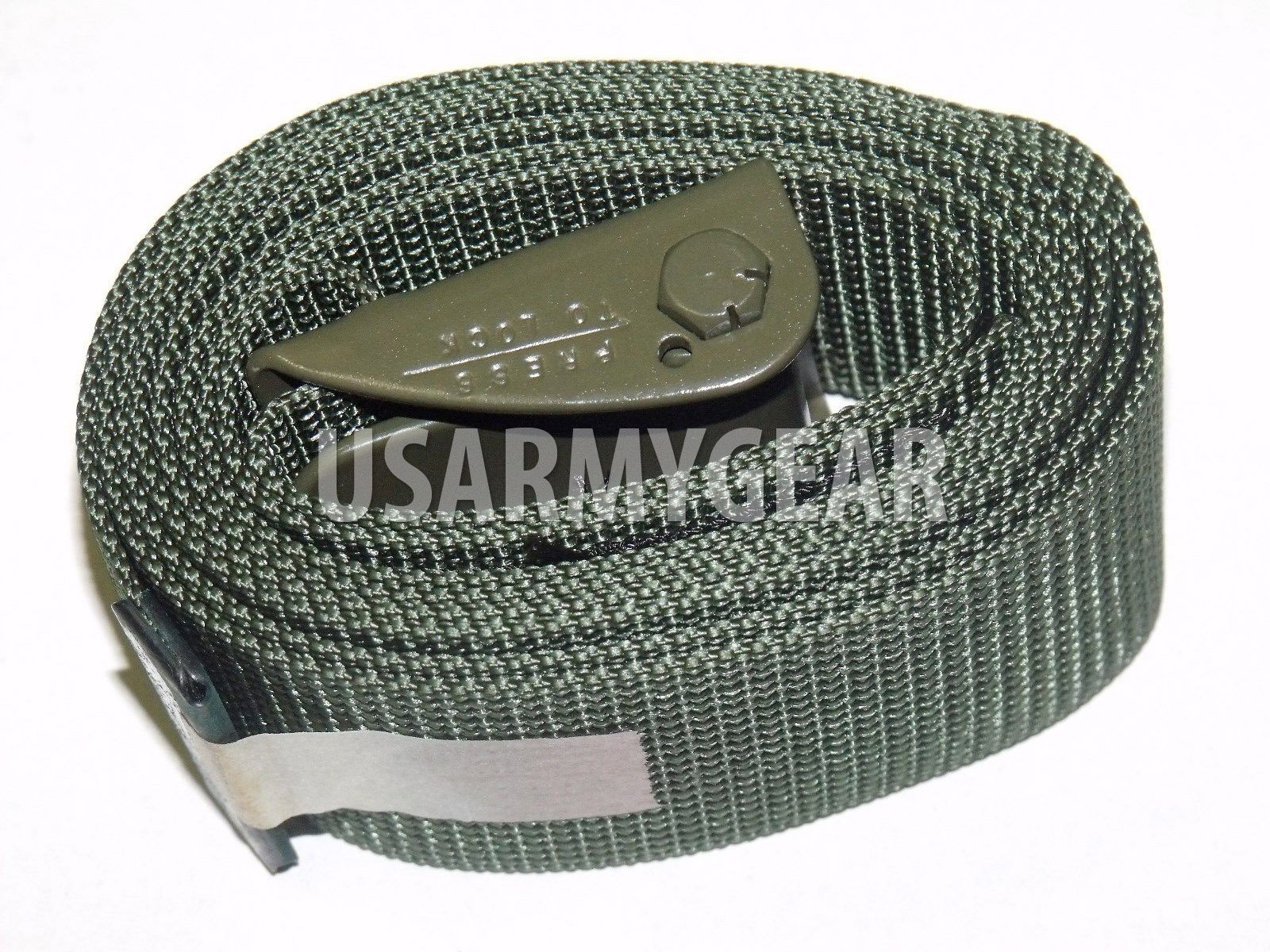 US Army Military 6' 72" OD Green Webbing Cargo Straps 2" Metal Buckle Spring GI