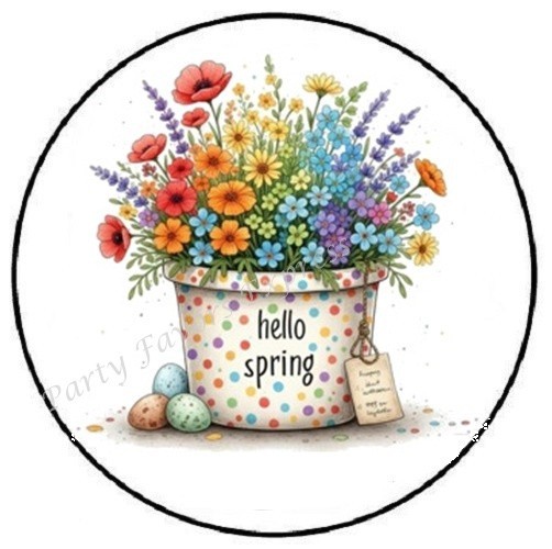 HELLO SPRING COLORFUL FLOWERS ENVELOPE SEALS LABELS STICKERS PARTY FAVORS