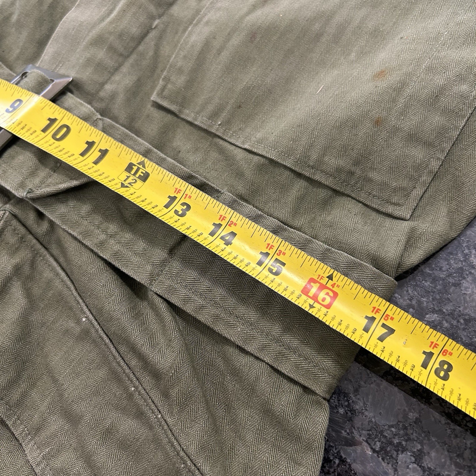 Vintage 1940s WW2 US Army HBT 13 Star Buttons Herringbone Coveralls Jumpsuit 34R