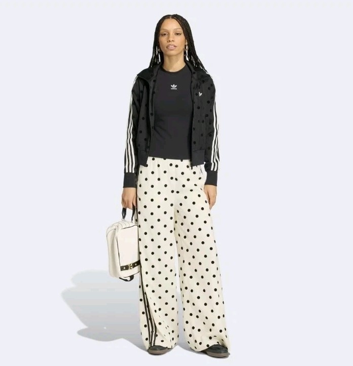 Adidas SATIN POLKA DOTS WIDE LEG PANTS S Small New Nwt