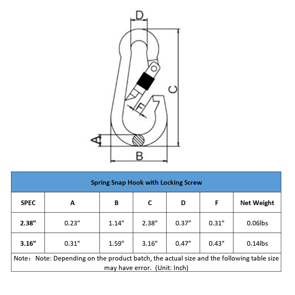 4PCS 3.16" 316 Stainless Steel Carabiner Clips Heavy Duty Lock Snap Spring Hook