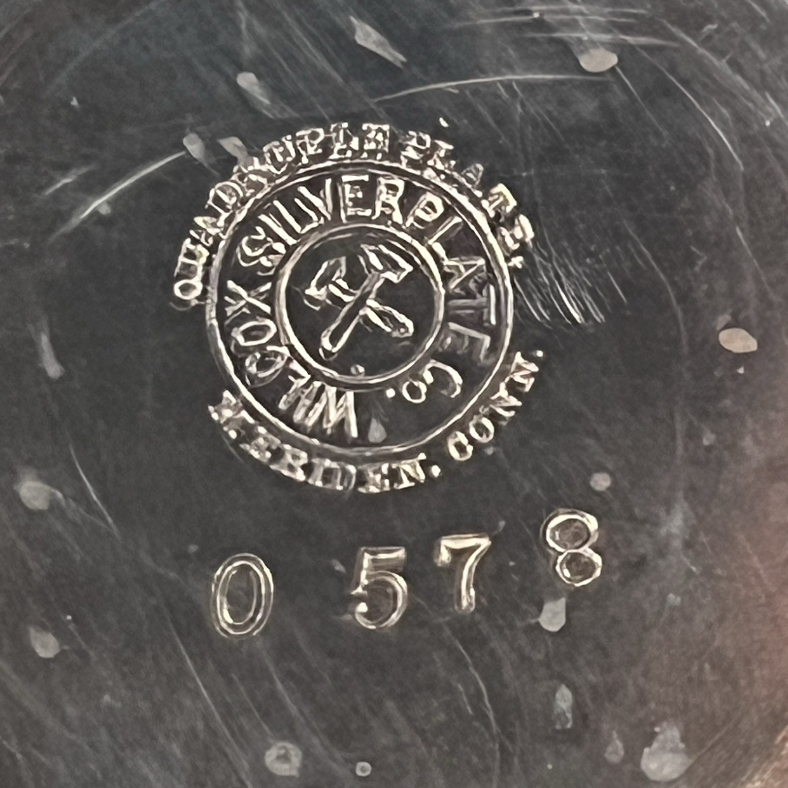 Antique 1800's Wilcox Silver Plate Cruet Condiment Set #0578 6 Etched Bottles