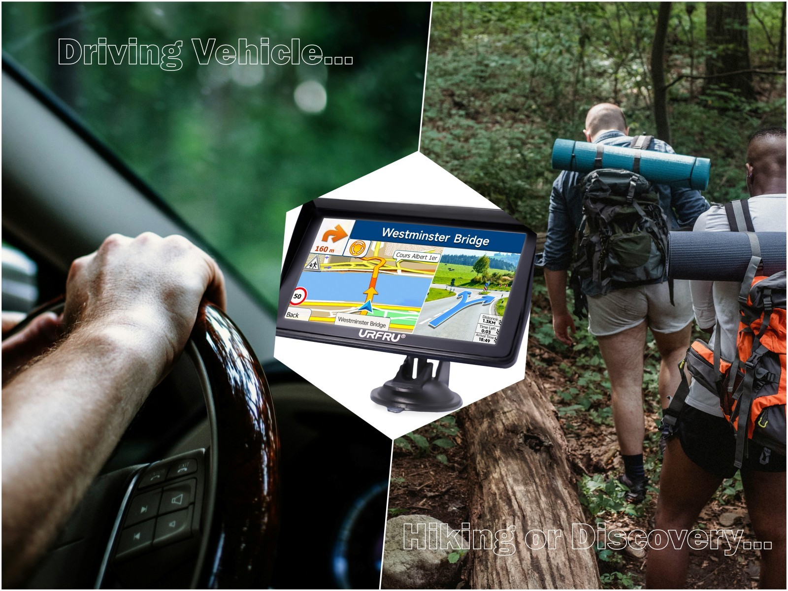 URFRU 7-Inch GPS Navigator for Car Truck RV Pickup-Used-Working Good-Full Acc