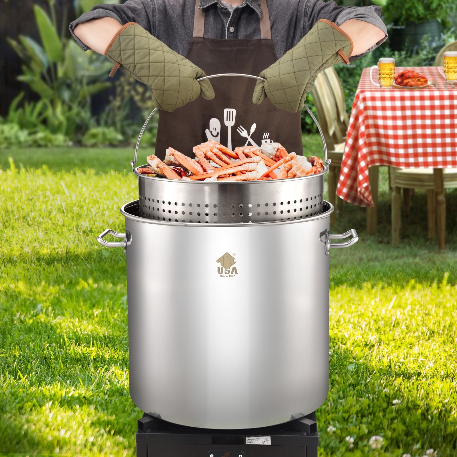 Commercial 64-100qt Crawfish Boil Stock Pot Stainless Steel Turkey Fryer