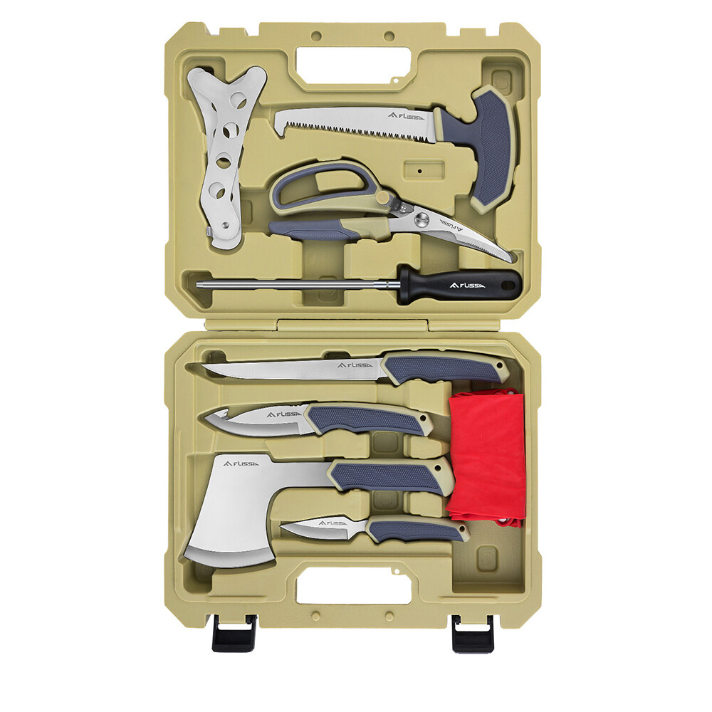 Field Dressing Hunting Knife Set 10PC Skinning Knife Butcher Game Processing Kit