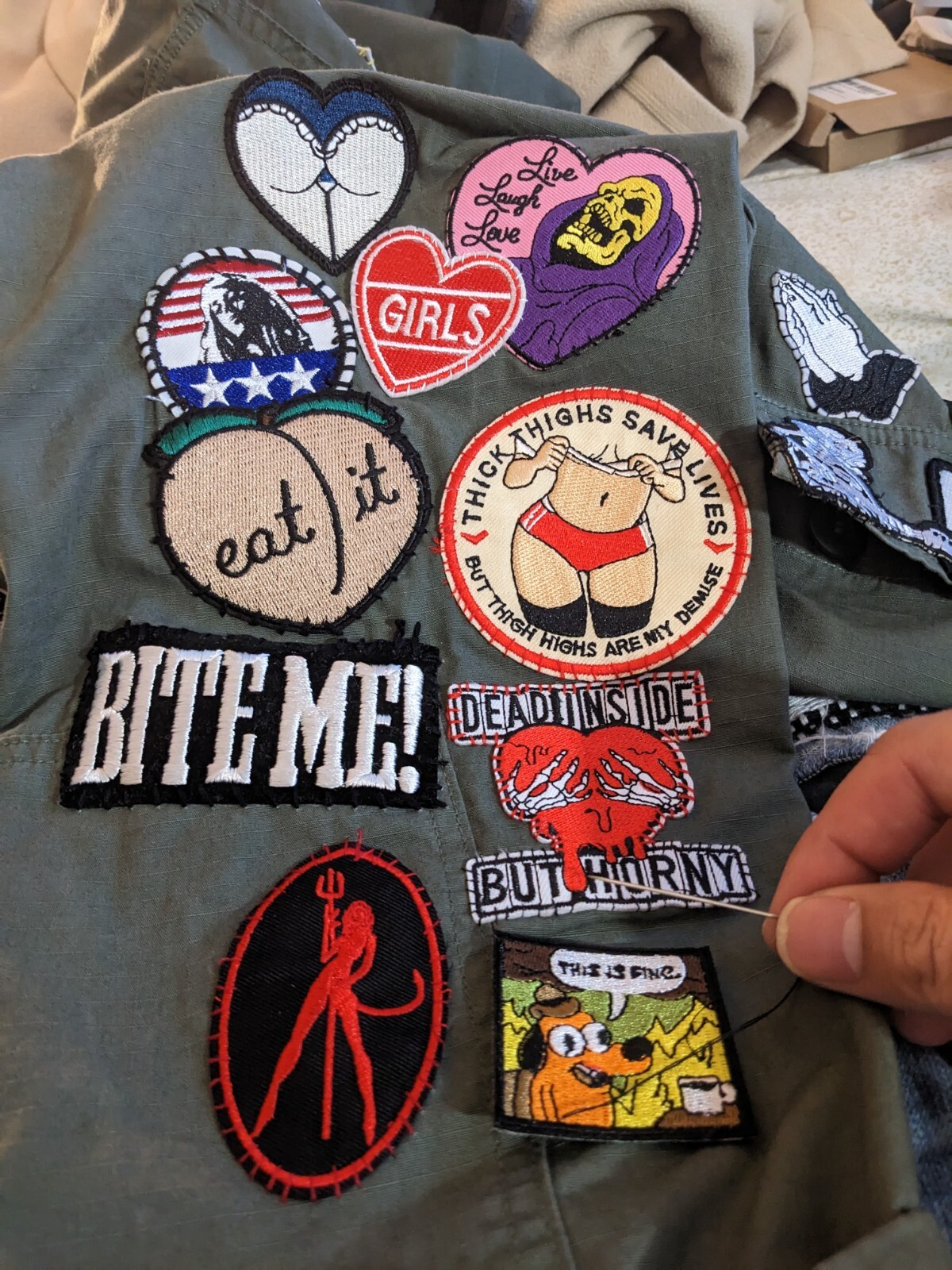 Thick Thighs Save Lives Patch Sexy Meme Punk Goth Biker Embroidered Iron On 3.5"