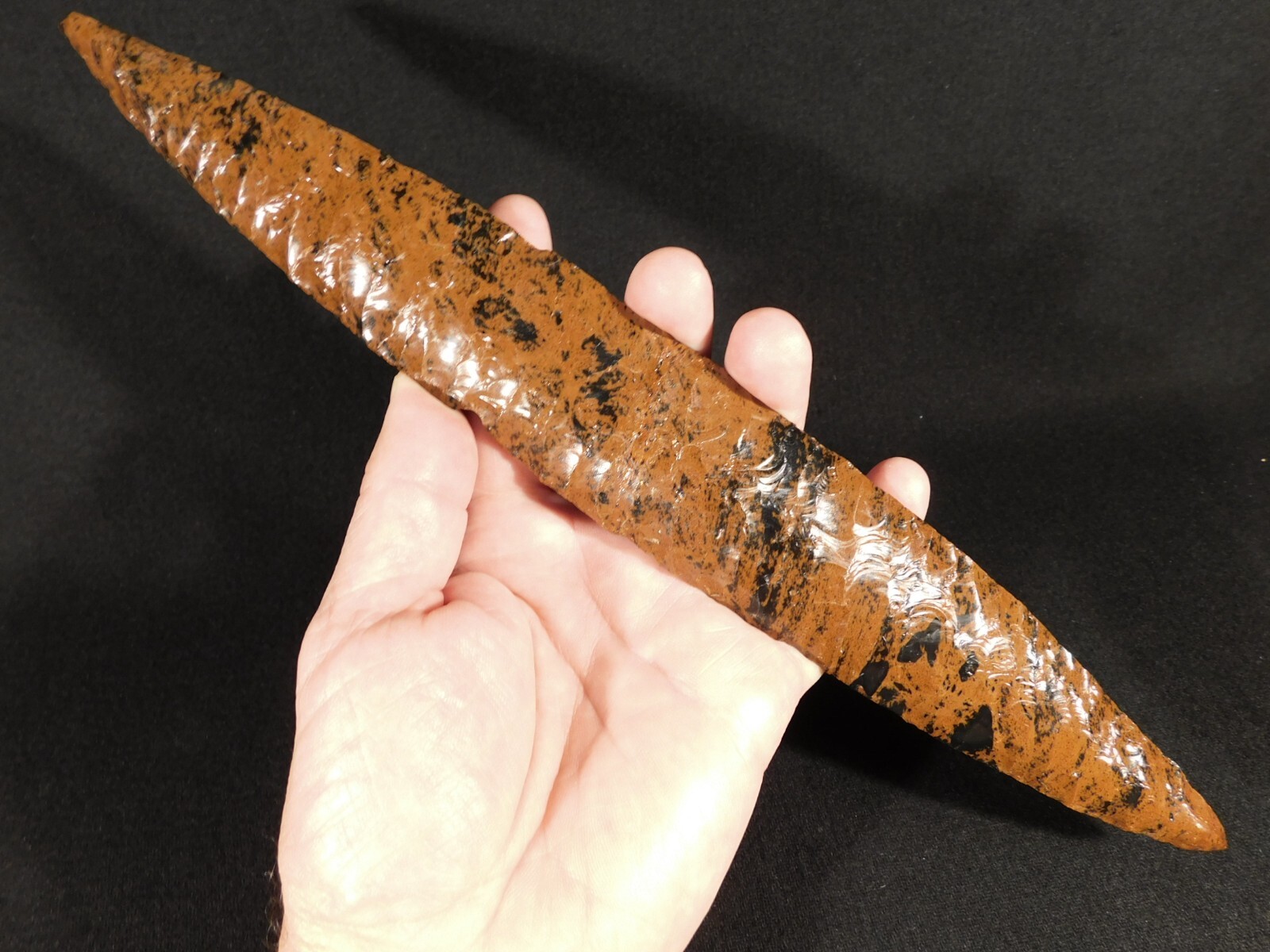 Huge! Ancient COLIMA Mahogany Obsidian Blade Knife or Spear Mexico 212gr
