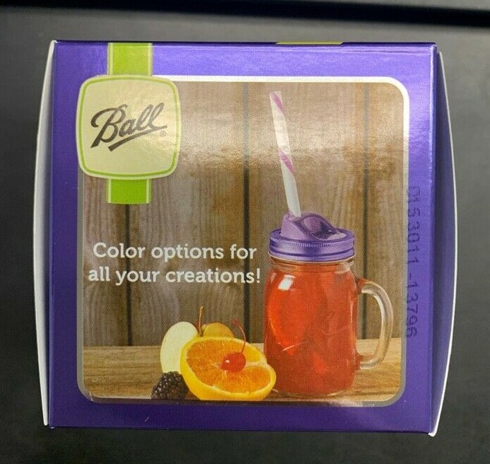 Purple Ball Design Series 6 Lids With Bands Regular Mouth