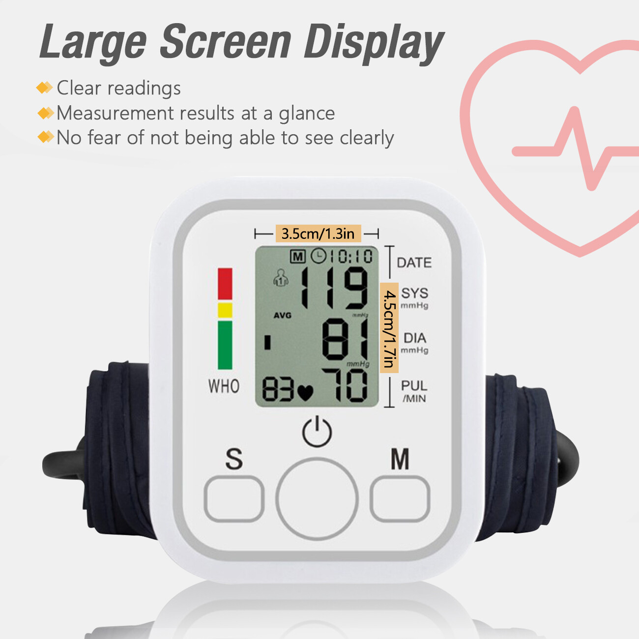 Automatic Upper Arm Blood Pressure Monitor Pulse Meter BP Machine Voice Talking