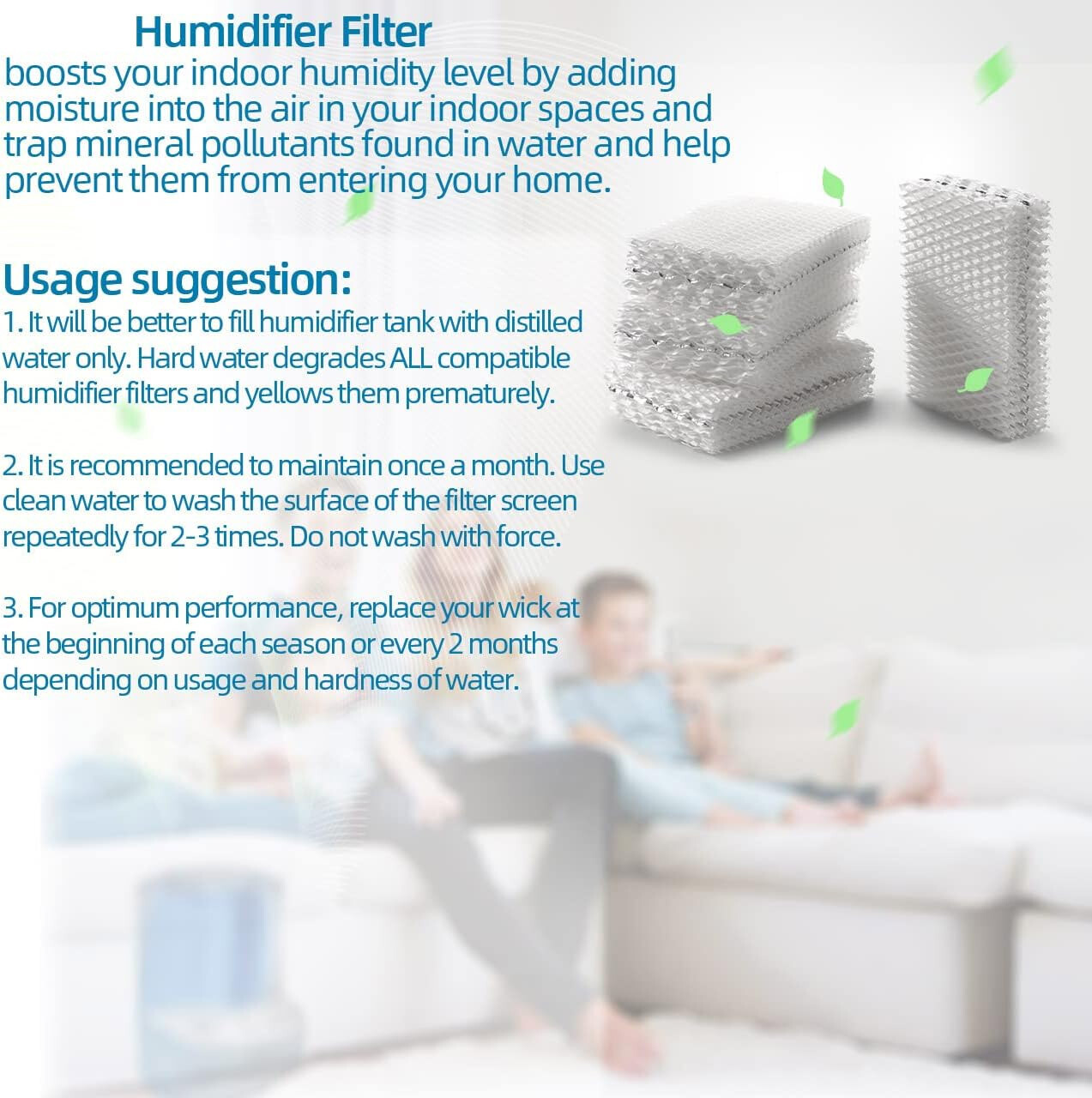 4 Pack EFP WF813 for Equate Cool Mist Humidifier Filter EQ-2119-UL EQWF813