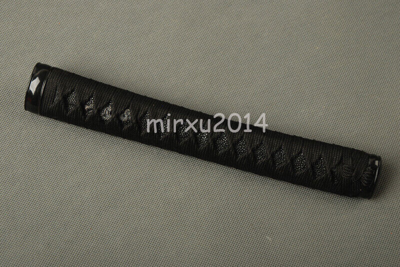 Black Synthetic Silk Ito Real Rayskin Tsuka Handle For Japanese Samurai Katana