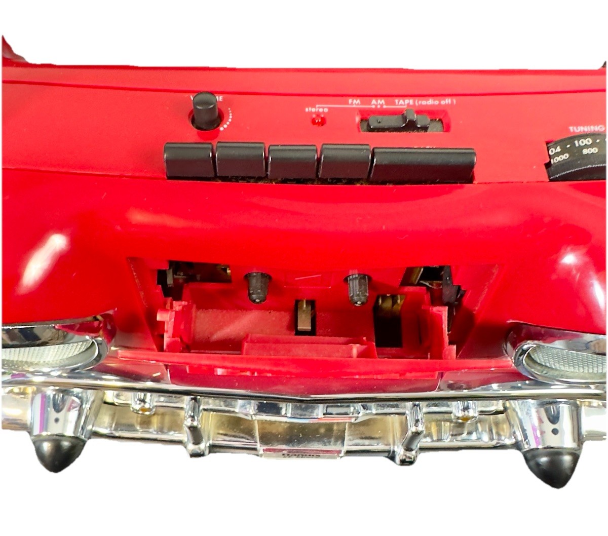 Vintage Randix Red '57 Chevy AM/FM Portable Stereo Cassette Player Radio