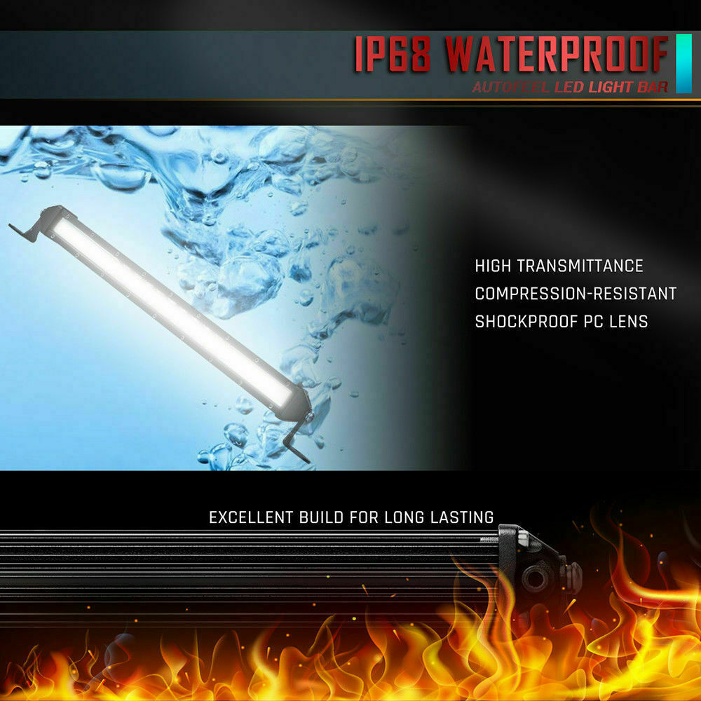 10inch LED Light Bar Slim Spot Flood Combo Work SUV Boat Offroad Driving ATV 4WD