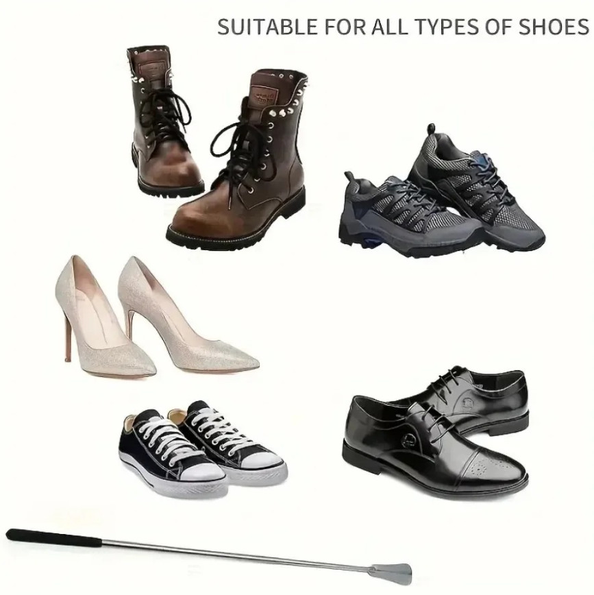 1pc Retractable Stainless Steel Shoe Horn Adjustable Long Handle - NEW