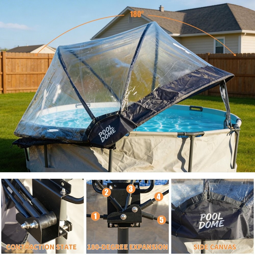 15ft Round Clear Pool Dome Enclosure for Above Ground Pools, All Weather Cover