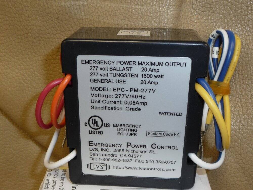 LVS Controls EPC-PM-277V Emergency Lighting Power Control Crestron GLA-EPC-P-277