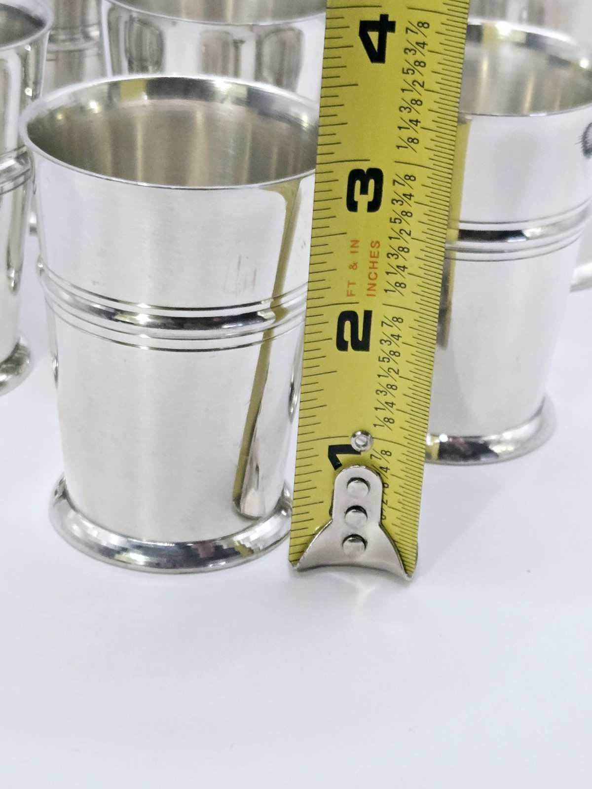 Renaissance Shot Goblets 3" Vintage Stainless Steel Barware Set Of 8 Enscribed