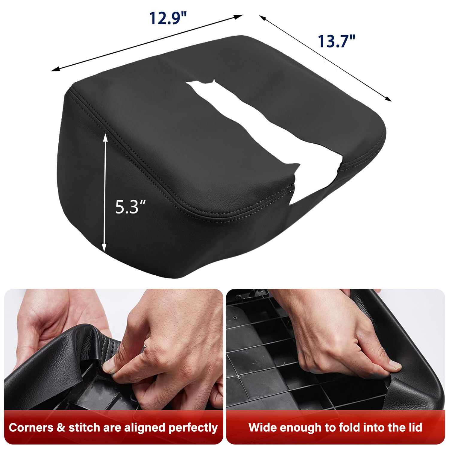 Fits GMC Sierra Yukon 2007-2013 Middle Console Lid Arm Rest Cover Trim Black