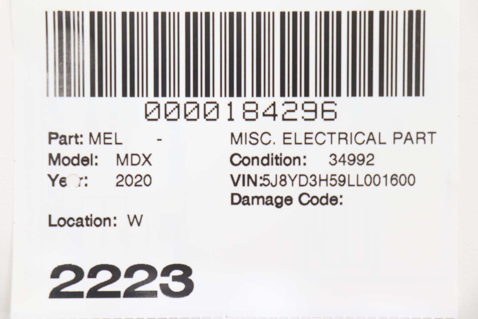 2017 - 2020 ACURA MDX FRONT CENTER CONSOLE BACK PANEL POWER OUTLET OEM