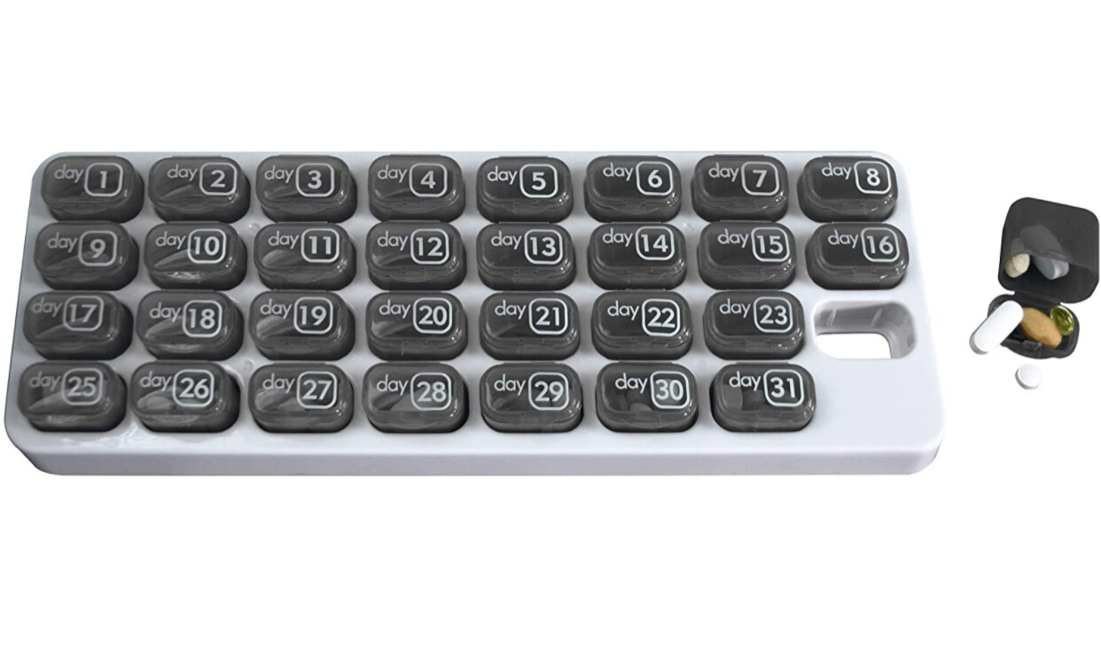 31 Day Monthly Pill Organizer Medication Pod Compartment Planner Box Travel Case