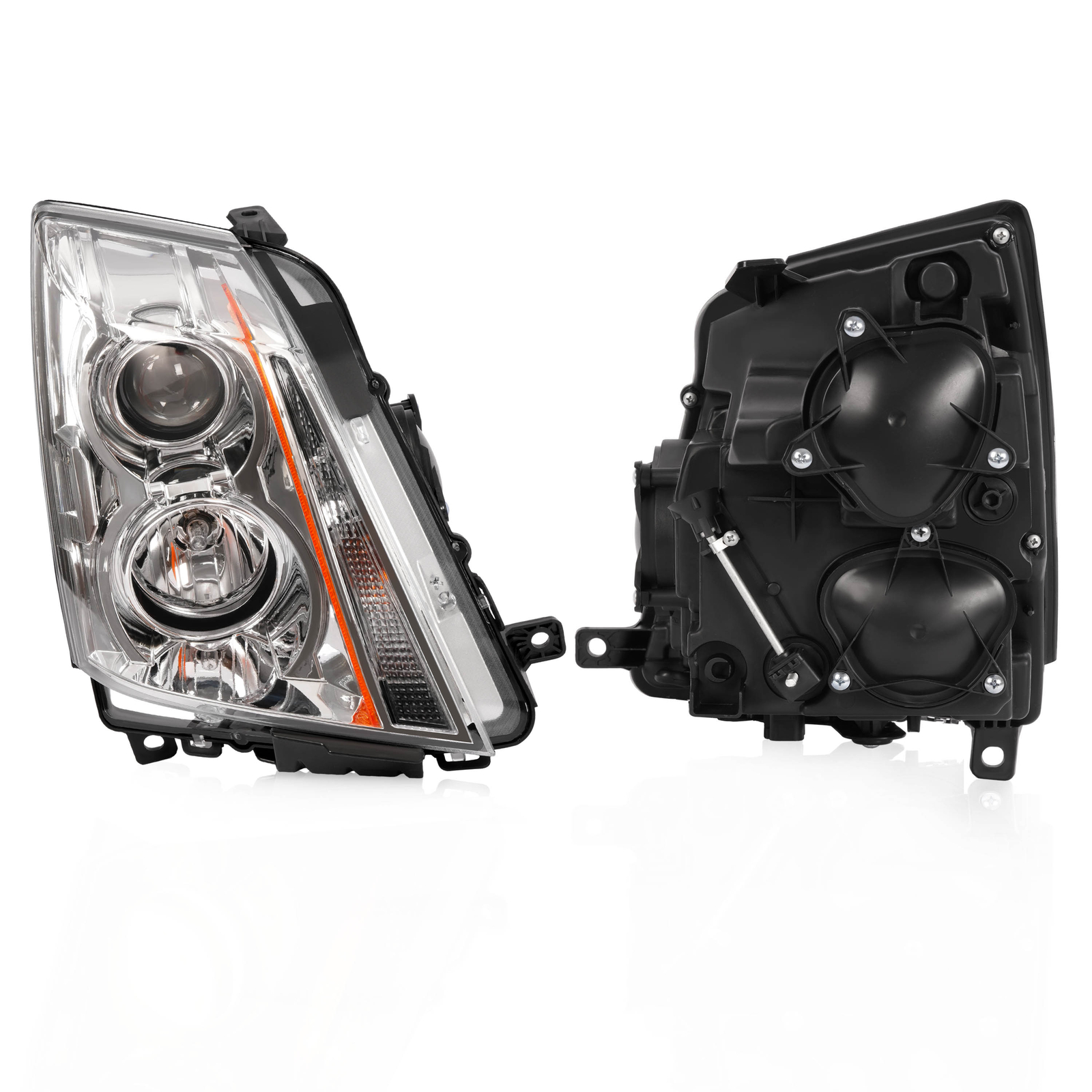 HECASA Halogen Pair Headlight For Cadillac CTS 08-15 Left and Right With Bulbs