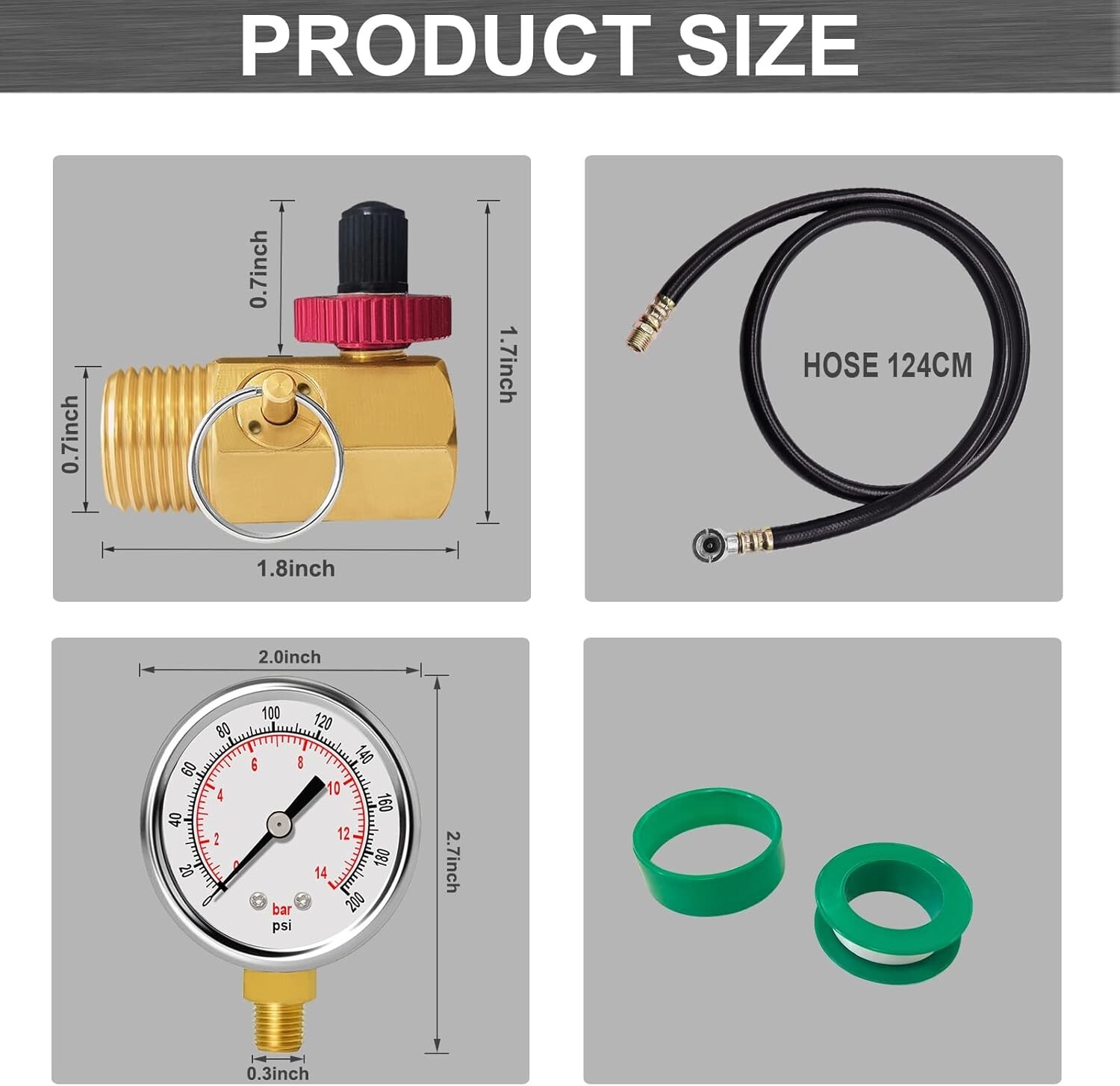 Air Tank Repair Kit Air Tank Valve Kit with Gauge, Come with 2" Pressure US NEW