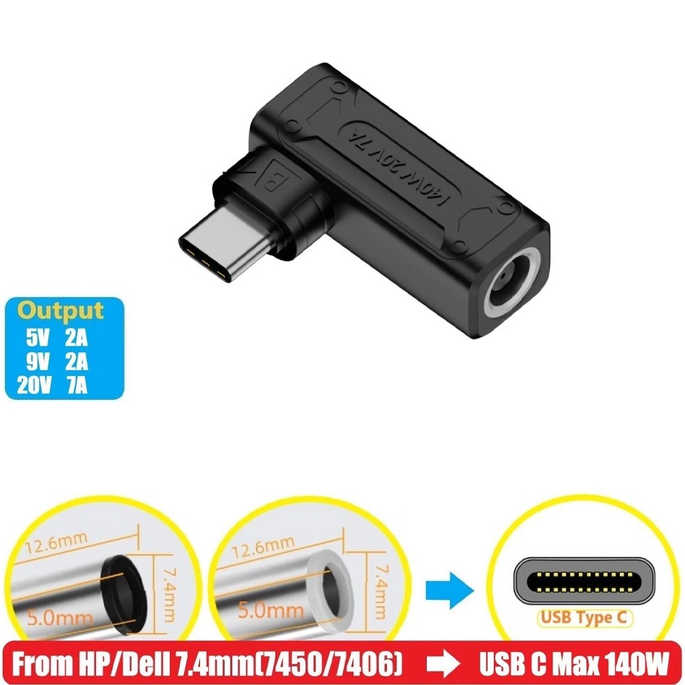 Lot Laptop Charger TO USB Type C 140W Adapter Converter 7406 /7450 for HP/Dell F