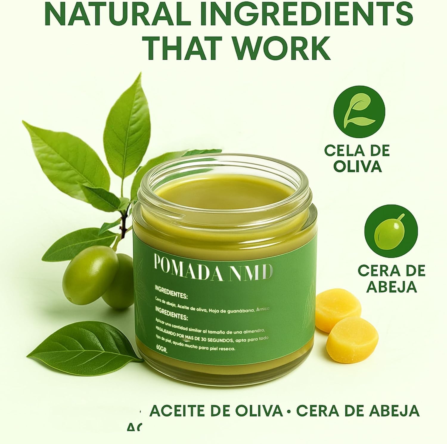 Pomada NMD - para Dolor Muscular with Arnica, Olive Oil, Soursop Leaf, Comfort C