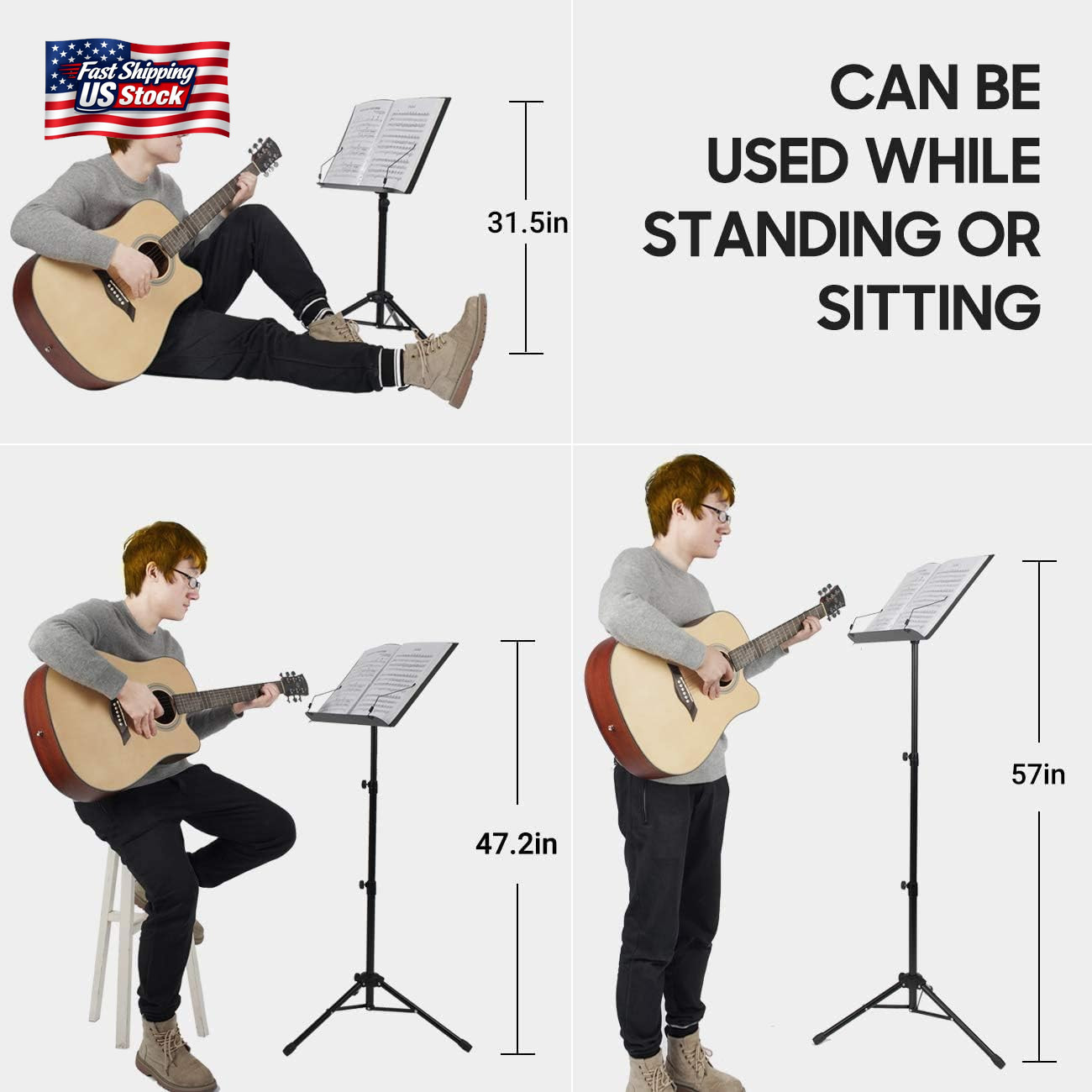 CAHAYA Music Stand for Sheet Music - Dual-Use Converts to Desktop Stand Portable