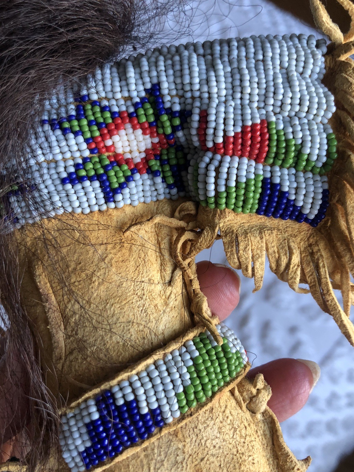 1900s Lakota Native American Handmade, 12” Doll, Finely Beaded, Human Hair