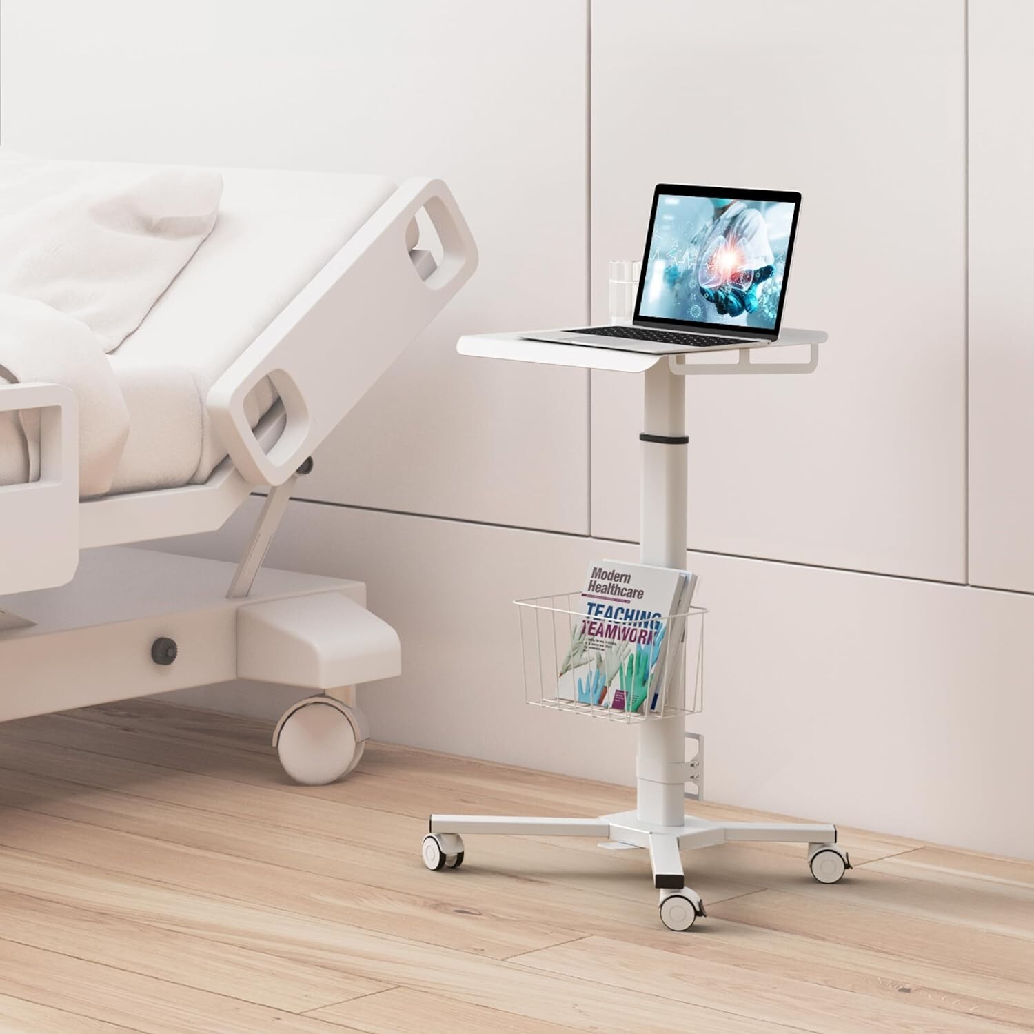 ONKRON Hospital Mobile Laptop Cart on Wheels with Load up to 17.6 lbs