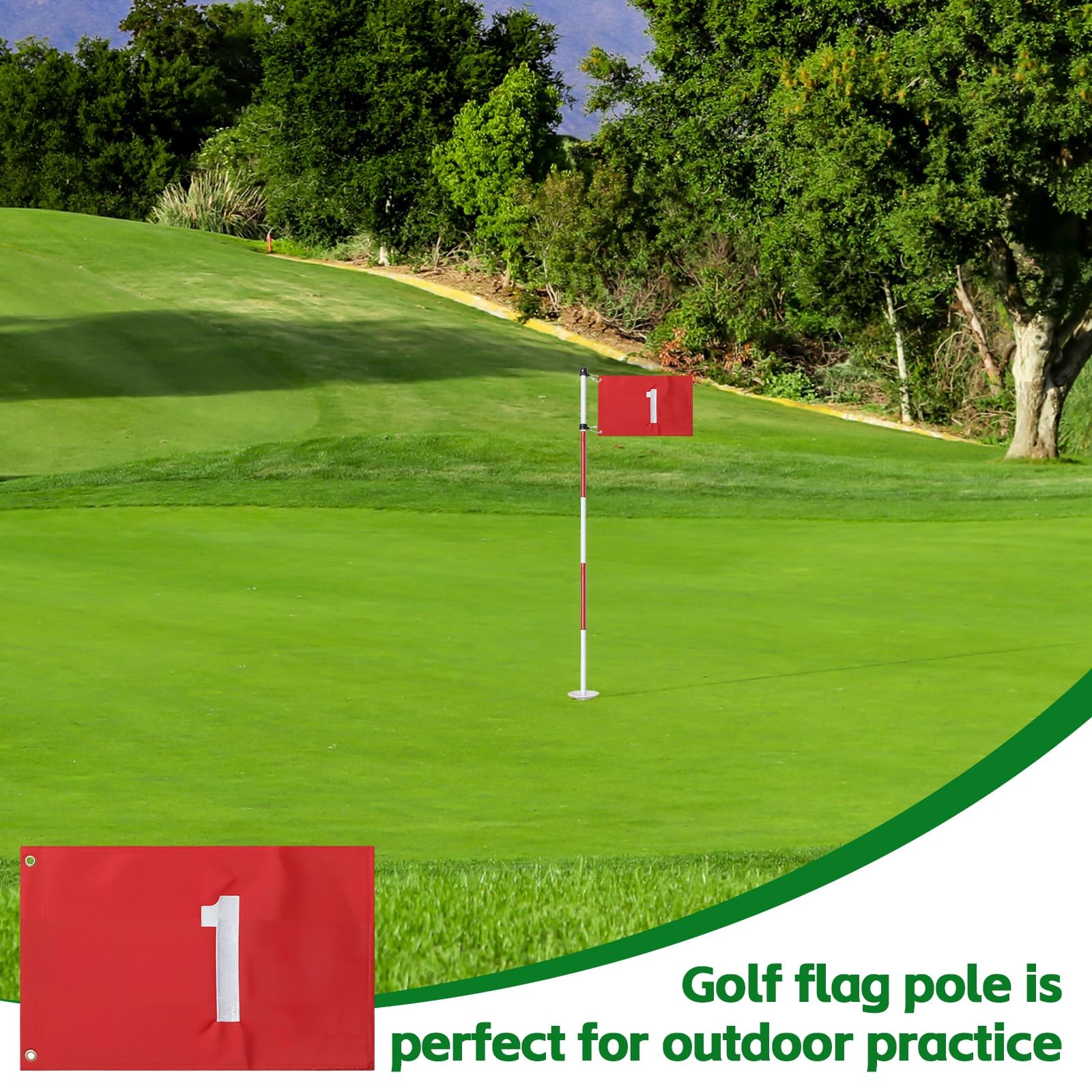 Golf Flagstick for Yard, Flag Putting 6 FT, Red Flag#1, 1 Pack
