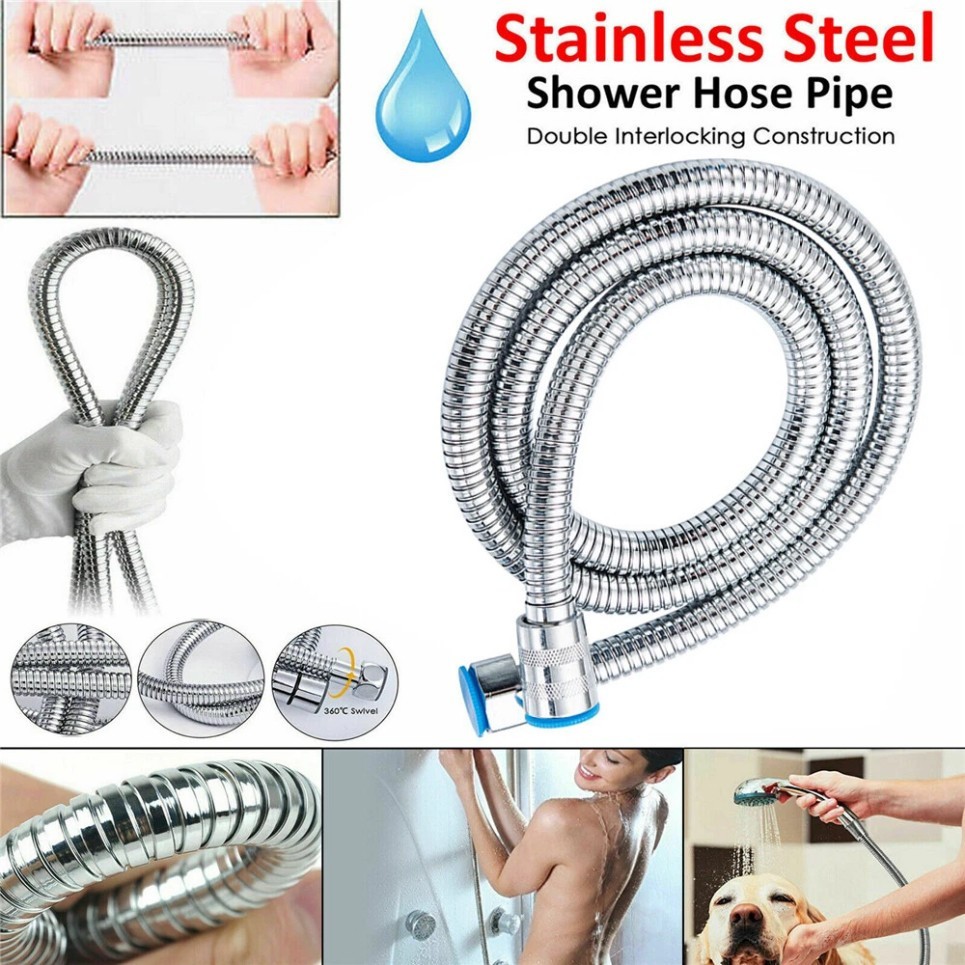 Shower Head Hose Handheld Extra Long Stainless Steel Bathroom Flexible Tube
