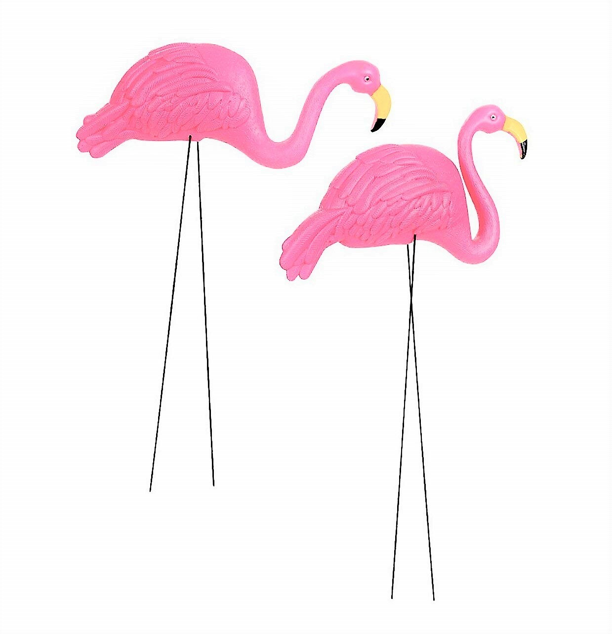 Large Pink Flamingo Yard Ornaments (Pack of 2 Different Designs) Tall. Great