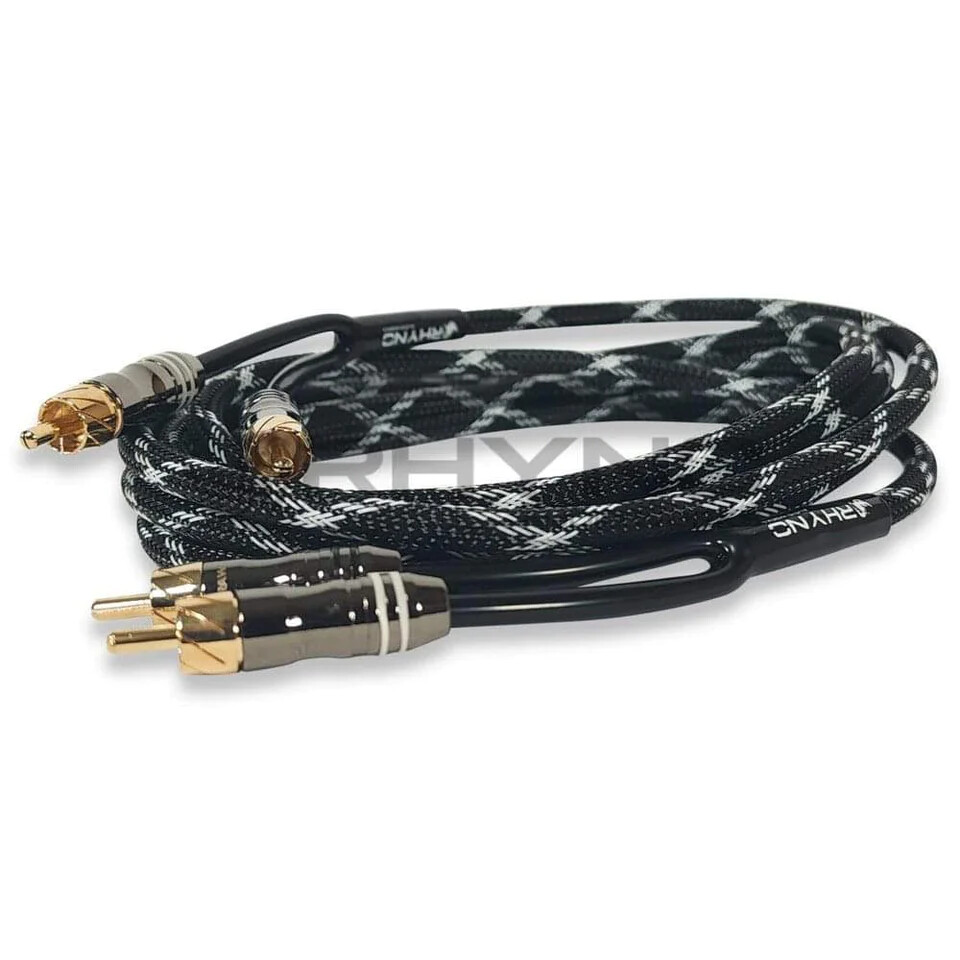 Rhyno Audio Works 8000 Series Car Audio /Motorcycle Audio RCA Cables (BLACK)