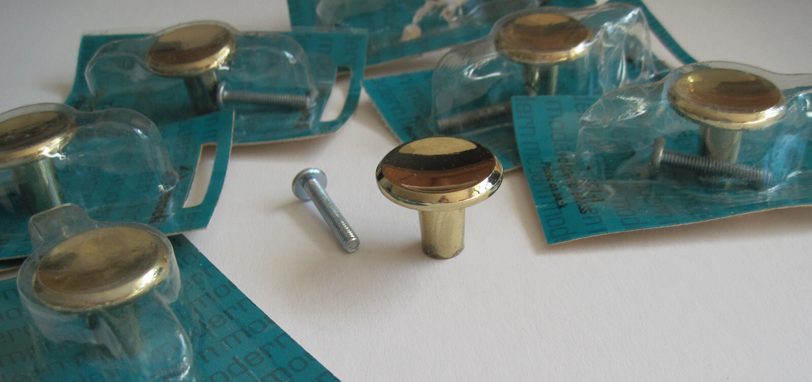 5 (+more) MCM Concave Vtg Polished Brass Knobs NOS Amerock 1" Round Small T-551