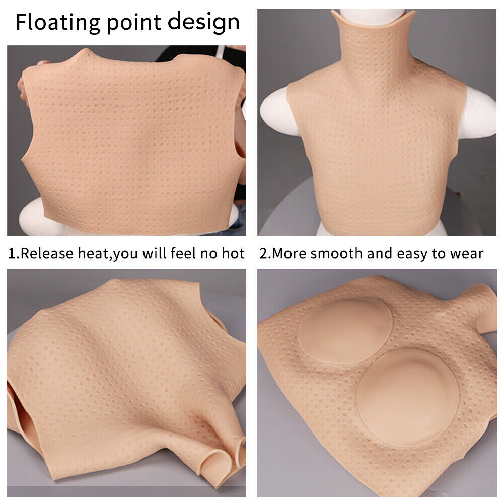 Half Bodysuit Silicone Breast Forms Crossdresser Breastplate Fake Boobs Tits