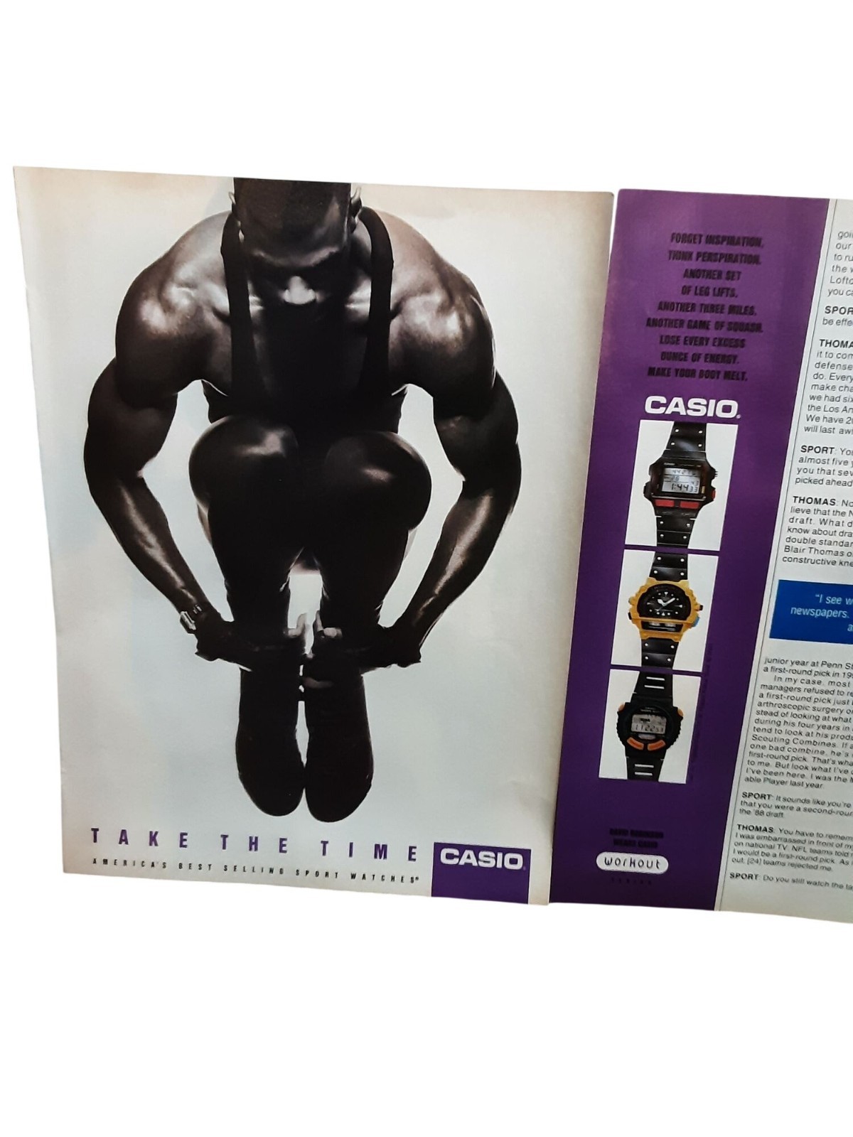 1992 Casio Watch Vintage Print Ad Fitness Athlete Sports Watches 90s