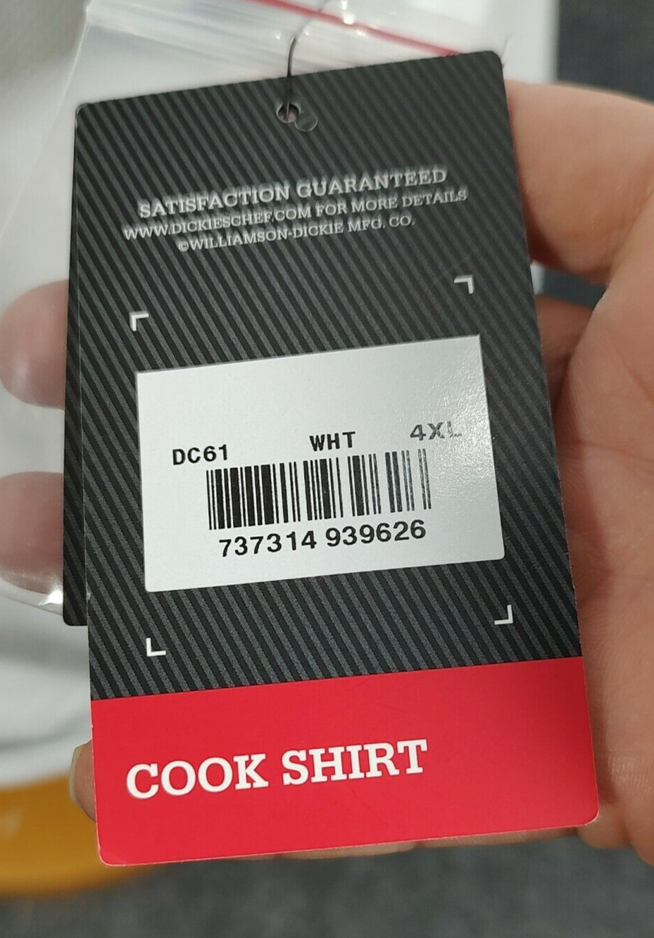 Dickies Cook Shirt Men's 4XL White Short Sleeve Chef Shirt