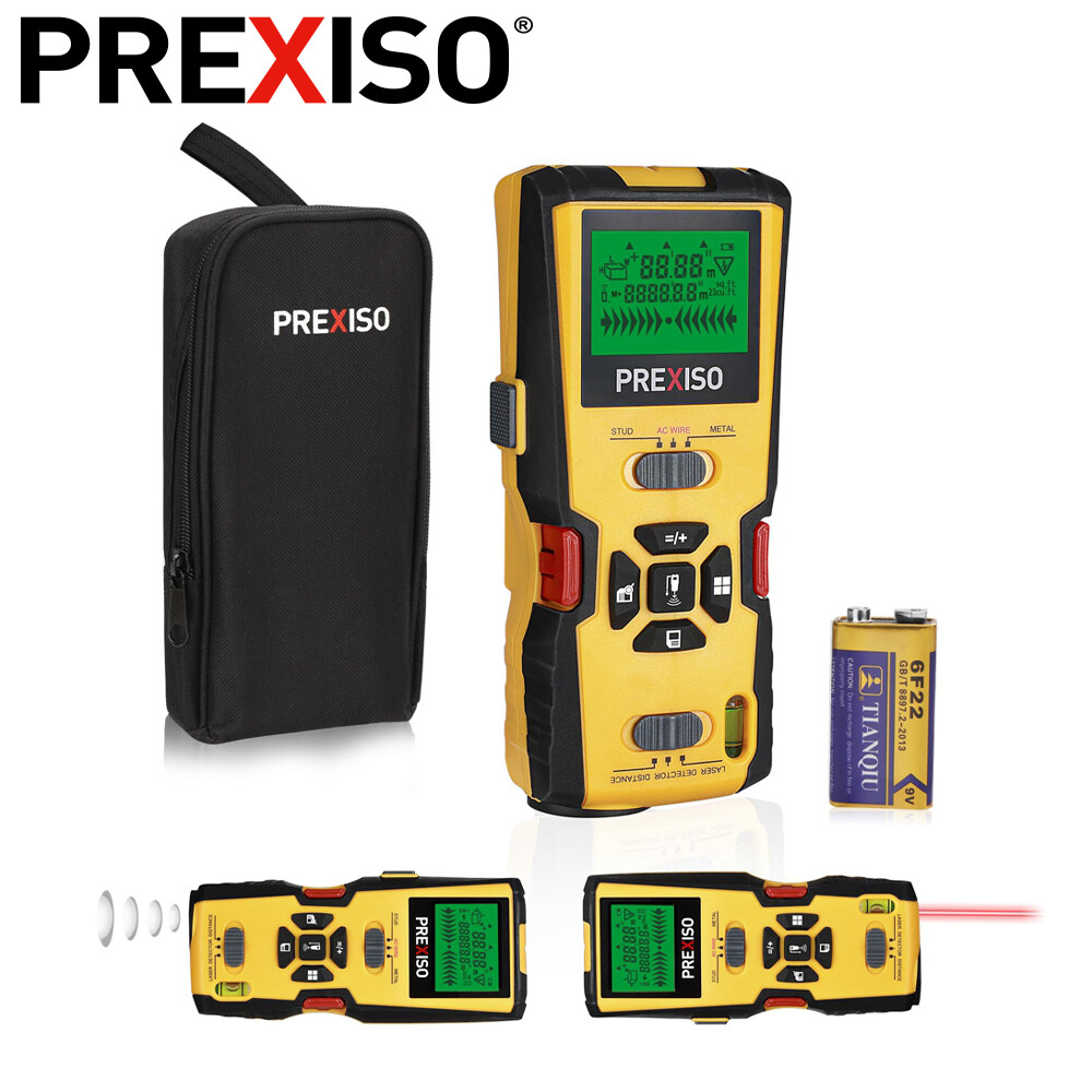 PREXISO 5-in-1 Stud Finder with Laser Level Marking Ultrasound Distance Measures