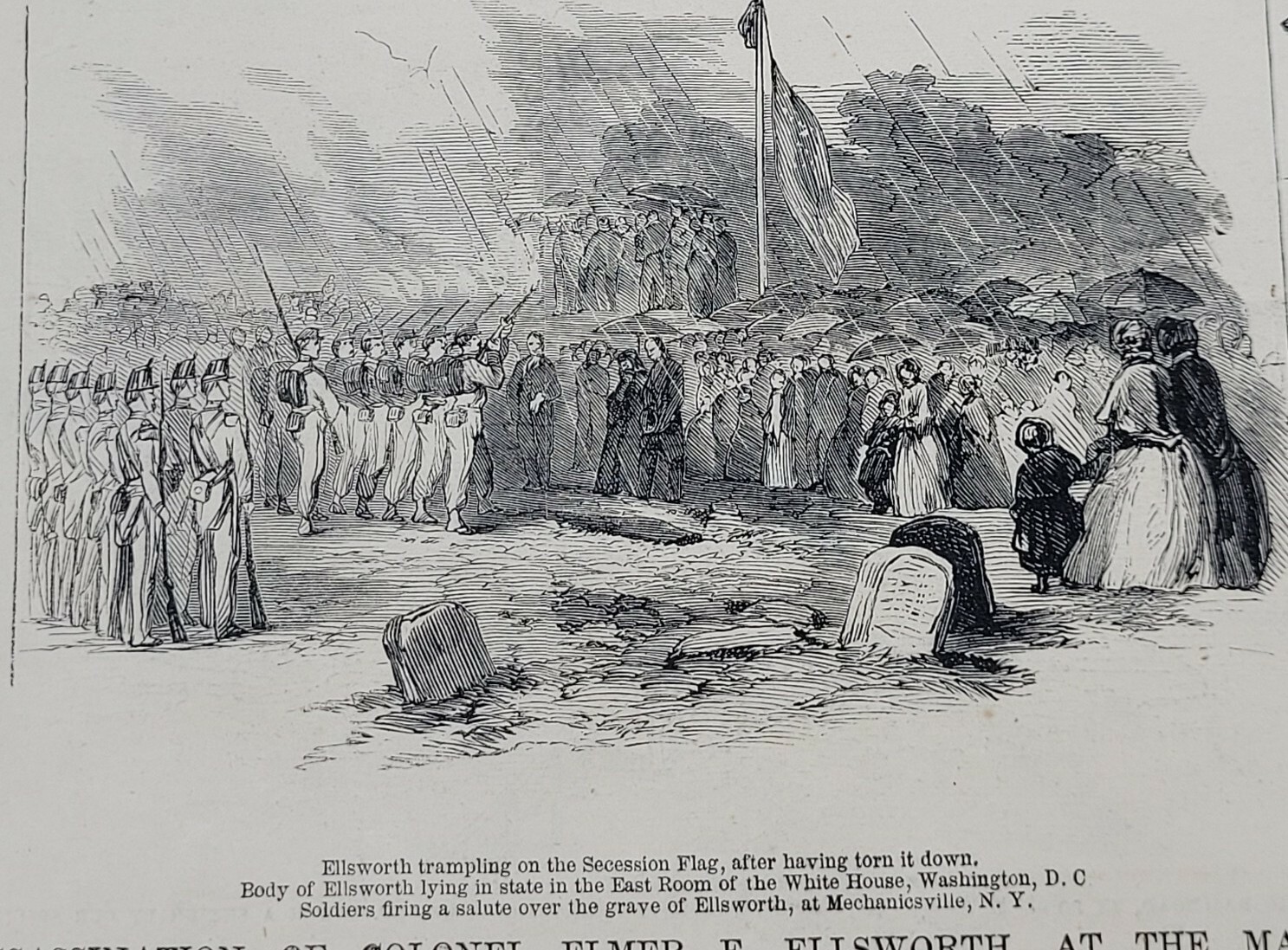 Assassination of Colonel E. Ellsworth 1861 hard-to-find antique print!