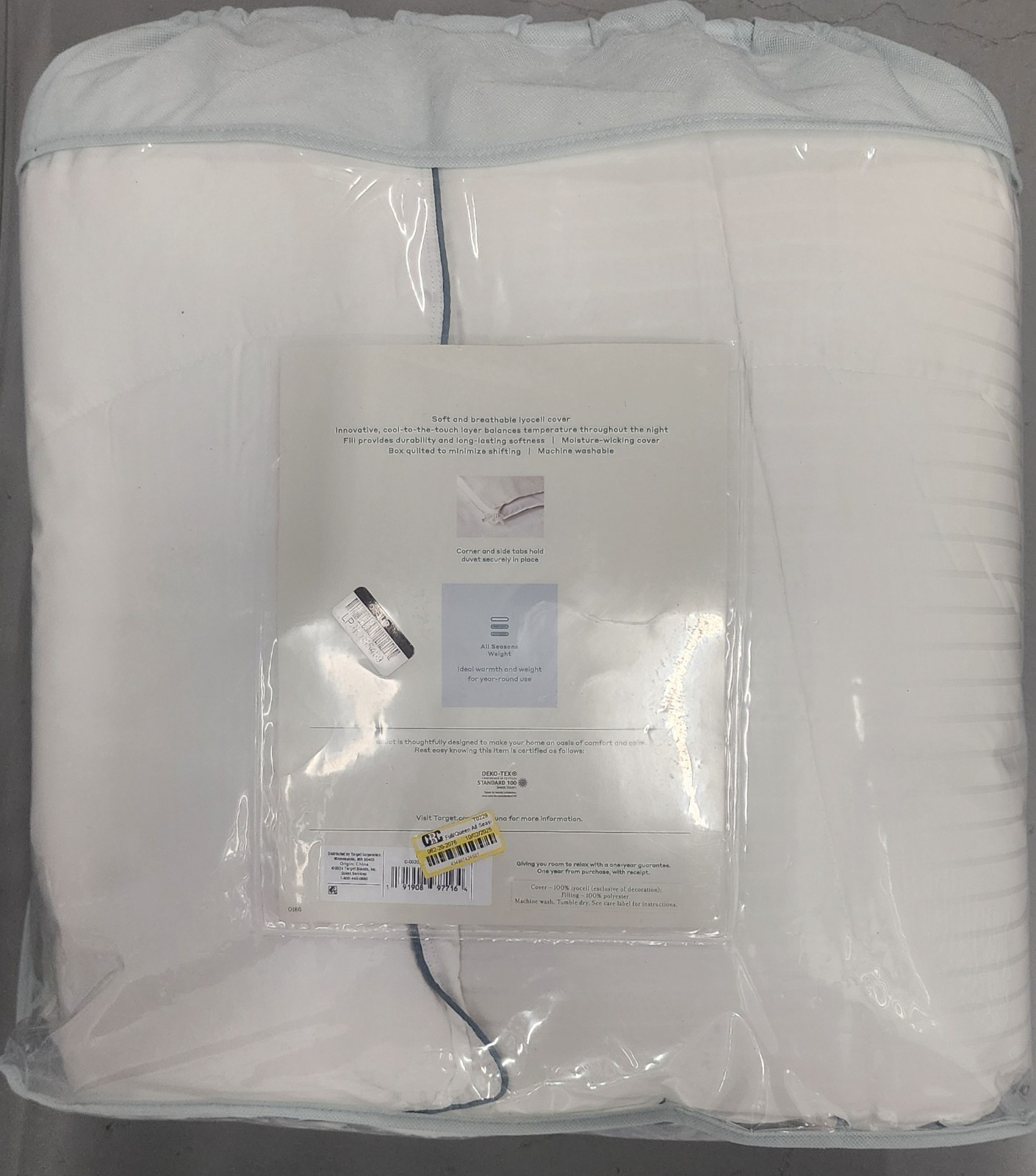 Full/Queen Cooling+ Down Alternative Cool Contact All Season Duvet Comforter