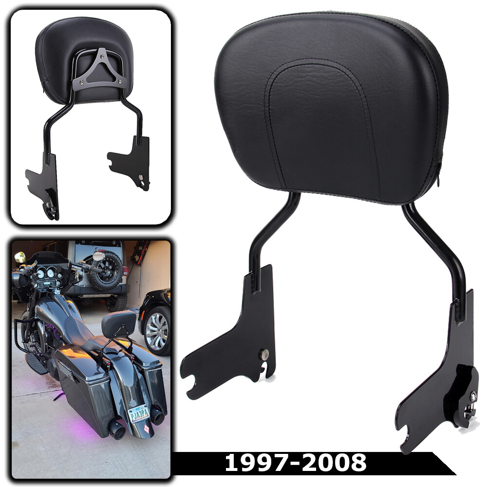 Quick Release Passenger Backrest Sissy Bar Black For Harley Electra Glide 97-08