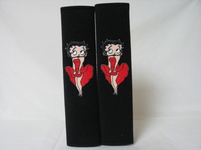 2 pcs (1 PAIR) Betty Boop Seat Belt Cover Shoulder Pads (Black Pads)